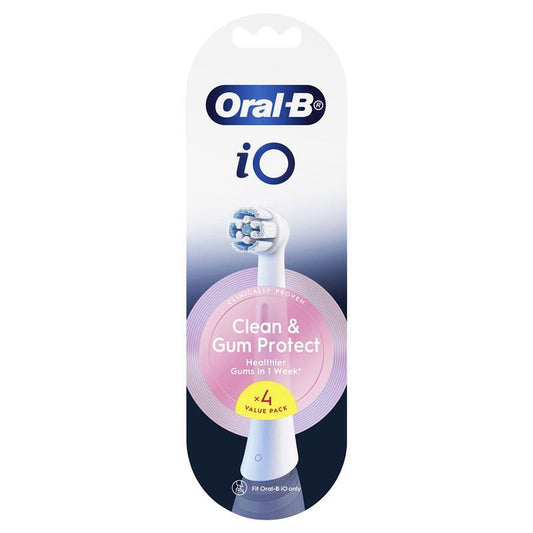 Oral-B iO Clean & Gum Protect Brush Head Refills - White, 4 Pack
