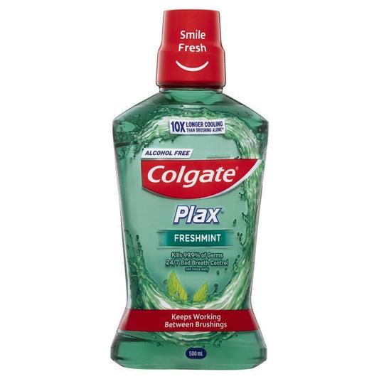 Colgate Plax Alcohol-Free Antibacterial Freshmint Mouthwash 500mL - 24/7 Bad Breath Control-Auzzi Store