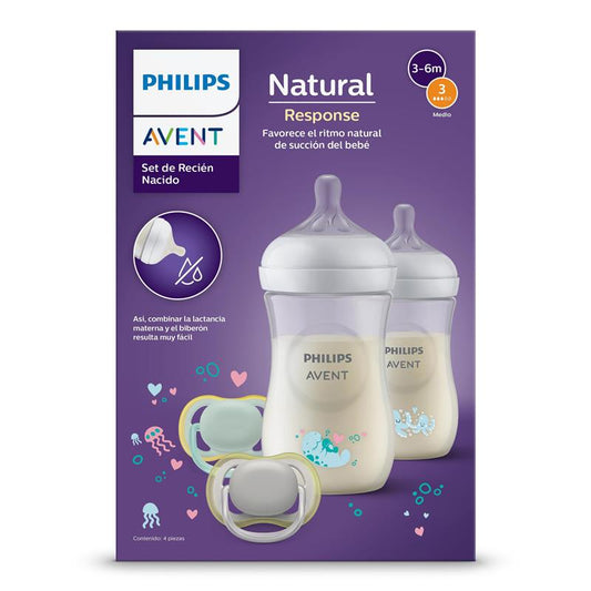 Avent Natural Response Gift Pack Sea Design Bottle 260ml - Auzzistore