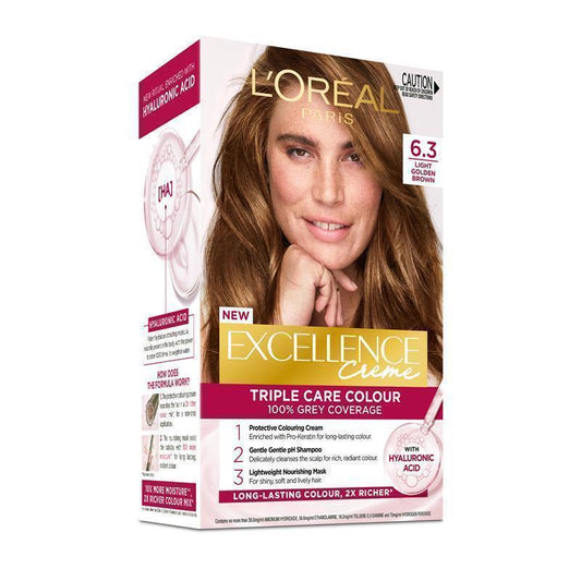 L'Oreal Excellence Creme 6.3 Light Golden Brown Hair Colour - 100% Grey Coverage - Auzzi Store
