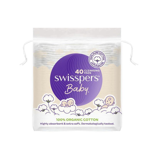 Swisspers Baby Organic Cotton Large Pads 40 - Soft & Safe Cleansing