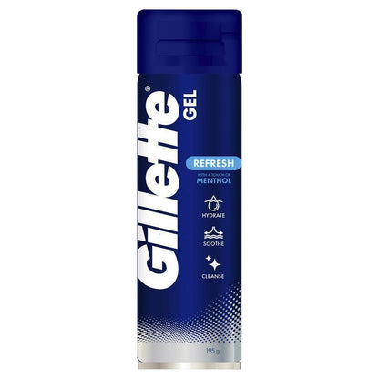 Gillette Refresh Shaving Gel with Menthol 195g – Soothes & Protects