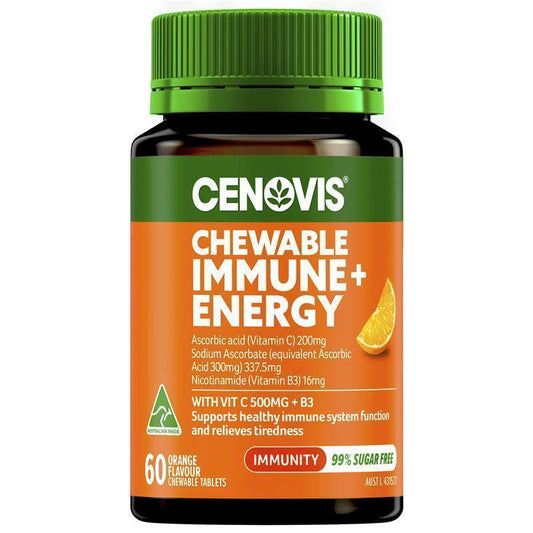 Cenovis Chewable Immune + Energy 60 Tablets - Vitamin C & B3 Boost