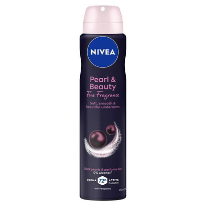 NIVEA Pearl & Beauty Deodorant Aerosol, Black Pearls, 72H Protection, 250ml