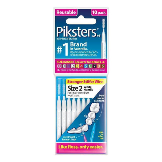 Piksters Interdental Brushes Size 2 White - 10 Pack for Comprehensive Cleaning-Auzzi Store