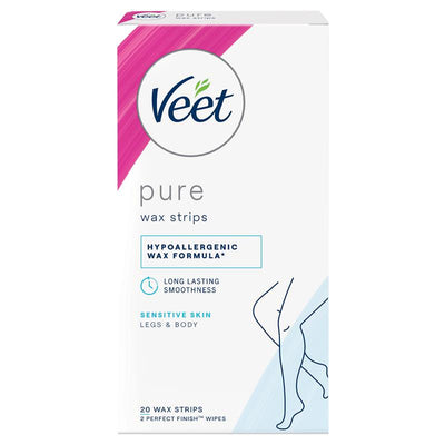 Veet Pure Cold Wax Strips for Legs - 20 Pack