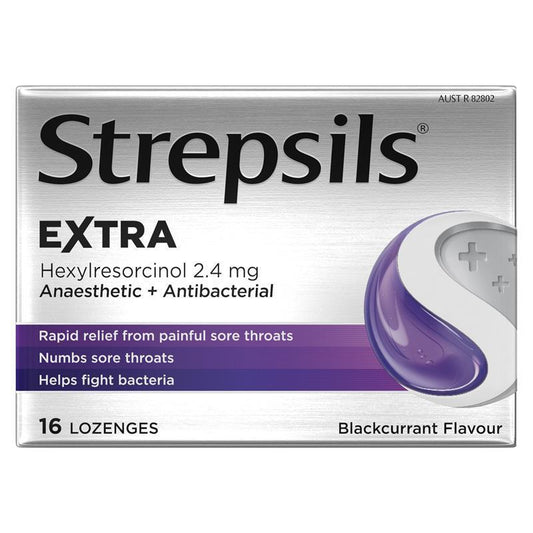 Strepsils Extra Blackcurrant Sore Throat Lozenges - 16 Pack - Auzzi Store