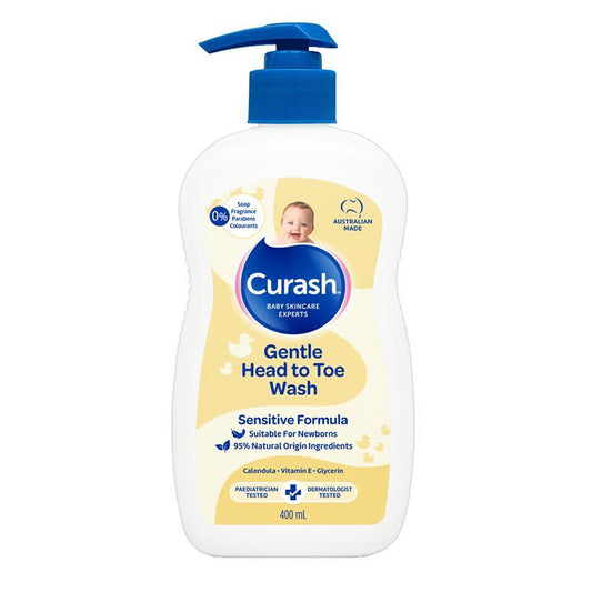 Curash Gentle Head To Toe Wash 400ml - Soap-Free & Mild Formula - Auzzistore