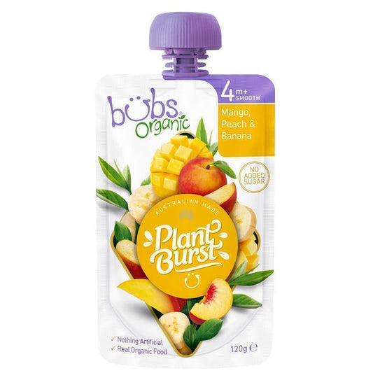 Bubs Organic Mango Peach & Banana Puree 4 Months+ 120g - Auzzi Store