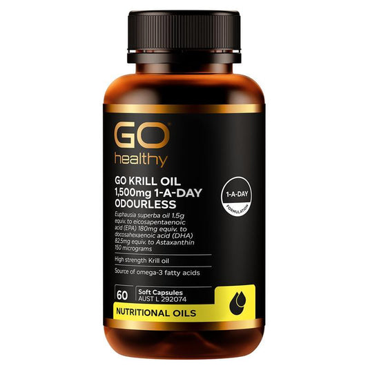 GO Healthy Odourless Krill Oil 1500mg Omega-3 - 60 Capsules