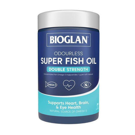 Bioglan Super Fish Oil Double Strength Odourless 200 Capsules Omega-3