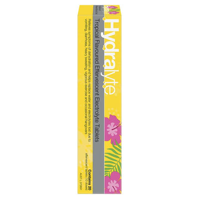 Hydralyte Electrolyte Effervescent Tropical 20 Tablets - Hydration Made Easy