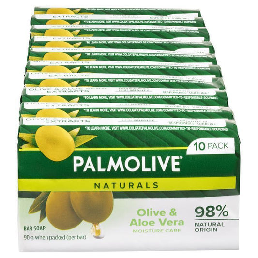 Palmolive Naturals Olive & Aloe Vera Moisture Care Bar Soap 90g - 10 Pack