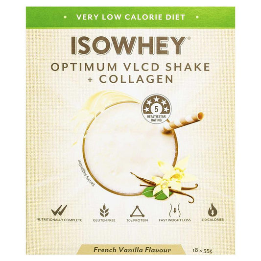 IsoWhey Optimum VLCD Shake + Collagen French Vanilla 18 x 55g - Fast Weight Loss Support – view 2
