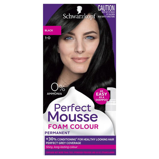 Schwarzkopf Perfect Mousse 1-0 Black Hair Color-Auzzi Store