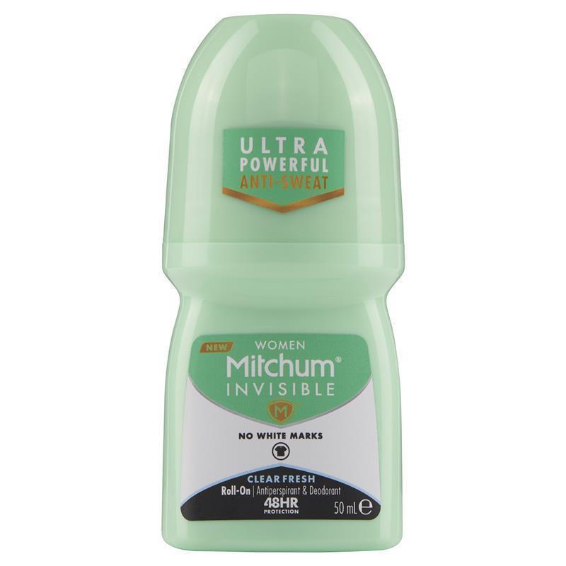 Mitchum Women’s Invisible Roll-On Antiperspirant 50ml, 48H Fresh