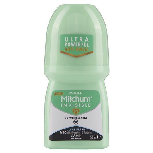 Mitchum Women’s Invisible Roll-On Antiperspirant 50ml, 48H Fresh