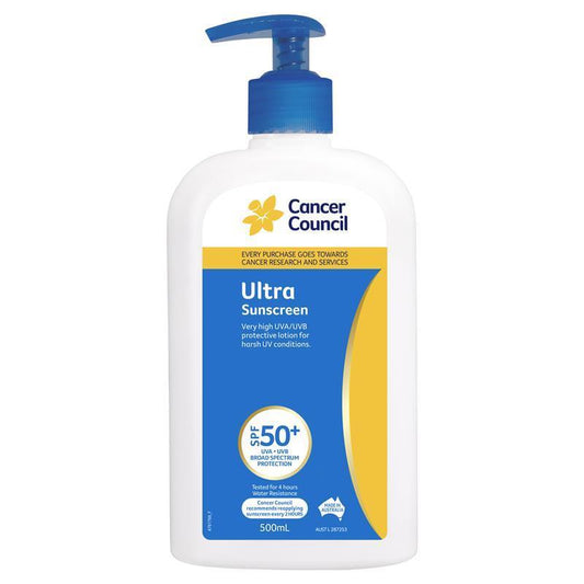 Cancer Council SPF 50+ Ultra Sunscreen 500ml Pump-Auzzi Store