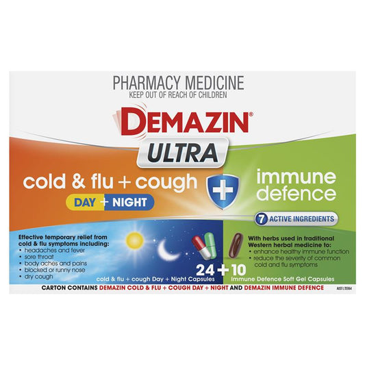 Demazin Ultra Cough Cold & Flu + Immune Defence - 34 Capsules – view 2