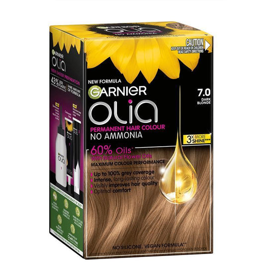 Garnier Olia 7.0 Dark Blonde Permanent Hair Colour - Ammonia-Free with 60% Oils
