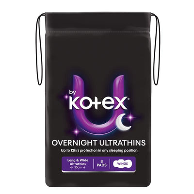 U by Kotex Overnight Ultrathin Pads, 35cm Long, 8-Pads with Secure Wings
