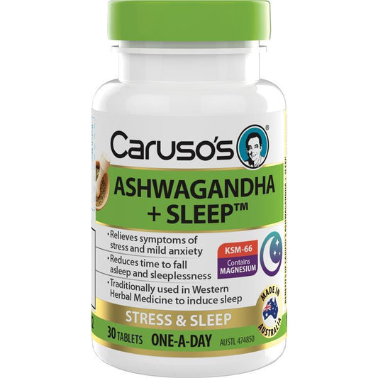 Caruso's Ashwagandha + Sleep 30 Tablets - Stress Relief & Better Sleep-Auzzi Store