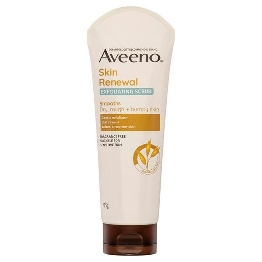 Aveeno Skin Renewal Exfoliating Body Scrub 225g - Gentle Exfoliation for Soft Skin - Auzzistore