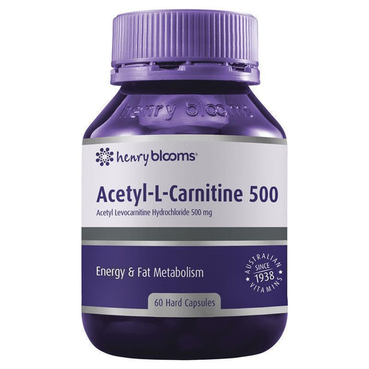 Henry Blooms Acetyl L-Carnitine 500 - 60 Vege Capsules-Auzzi Store