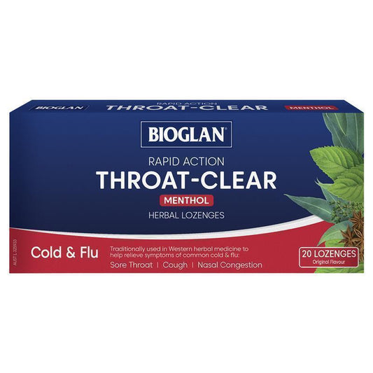 Bioglan Throat Clear Lozenges - Menthol Flavor, 20 Count-Auzzi Store
