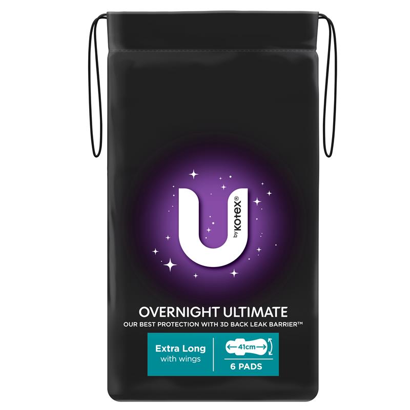 U by Kotex Overnight Extra Ultimate 41cm Wing Pads - 6Pads