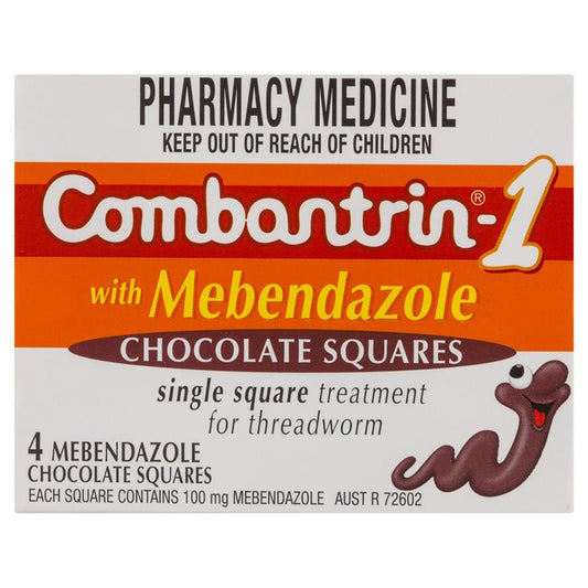 Combantrin-1 Threadworm Chocolate Squares 4 Pack - Easy Treatment for Threadworm-Auzzi Store