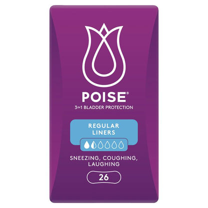Poise 26-Pack Bladder Leak Liners – 3-in-1 Absorbency, Dryness & Odor Control