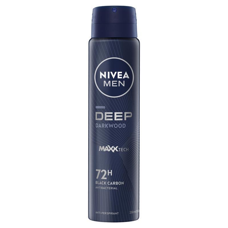 NIVEA MEN Deep Darkwood Aerosol Deodorant, 72H Protection, 250ml