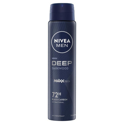 NIVEA MEN Deep Darkwood Aerosol Deodorant, 72H Protection, 250ml