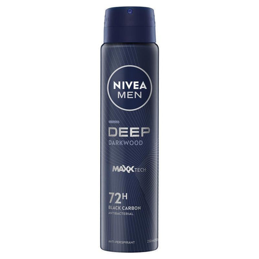 NIVEA MEN Deep Darkwood Aerosol Deodorant, 72H Protection, 250ml