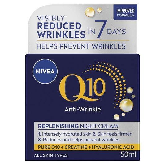 NIVEA Q10 Anti-Wrinkle Replenishing Night Cream 50ml - Restore Your Skin Overnight - Auzzi Store
