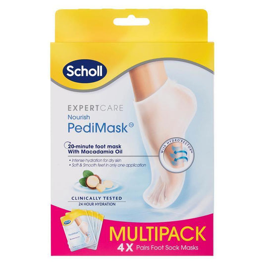 Scholl Macadamia Oil Foot Masks for Dry Skin – 4 Pair Multipack