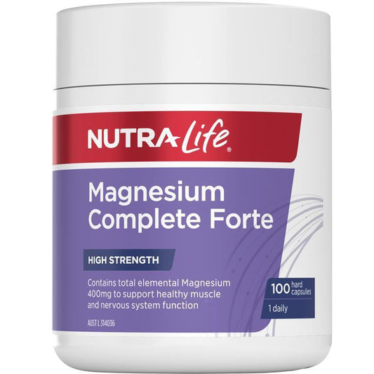 Nutra-Life Magnesium Complete Forte 400mg Elemental – 100 Capsules for Muscle & Nerve Support