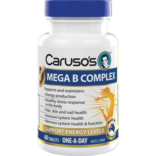Caruso Mega B Complex, 60 Tablets – 8 B Vitamins, Choline & Inositol