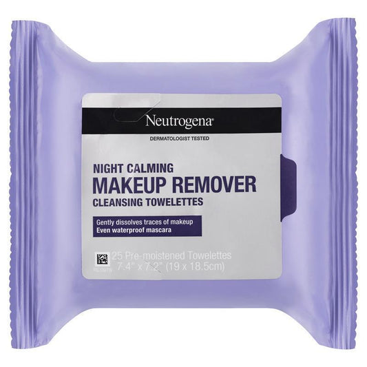 Neutrogena Night Calming Makeup Remover Cleansing Towelettes 25 Pack - Gentle & Effective-Auzzi Store