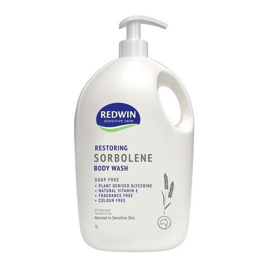 Redwin Sorbolene Vitamin E Body Wash 1L - Moisturizing, Soap-Free for Sensitive Skin