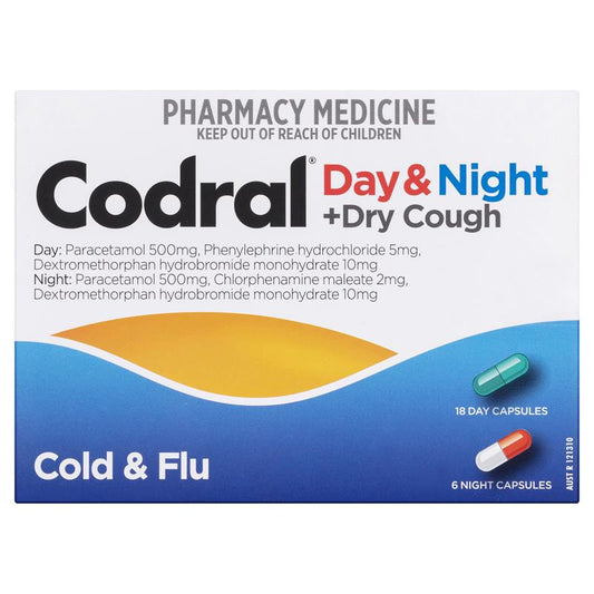 Codral Cold & Flu + Cough Day & Night - 24 Capsules-Auzzi Store