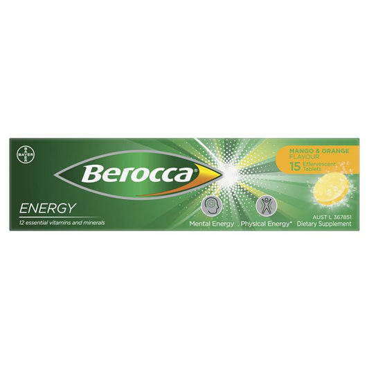 Berocca Energy Mango and Orange 15 Effervescent Tablets - Boost Your Energy Naturally – view 2