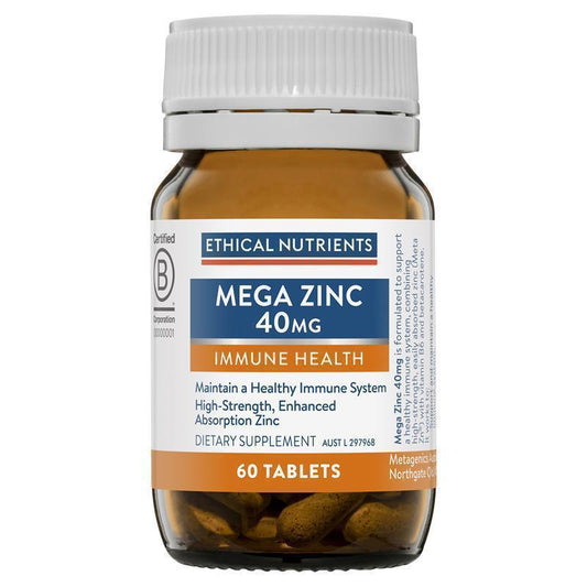 Ethical Nutrients Mega Zinc 40mg 60 Tablets-Auzzi Store