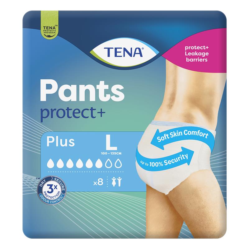 Tena Pants Protect+ Large 8-Pants - Unisex Incontinence Protection