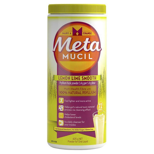 Metamucil Multi-Health Fibre Supplement - Smooth Texture Lemon-Lime Flavor (72 Doses, 425g)-Auzzi Store