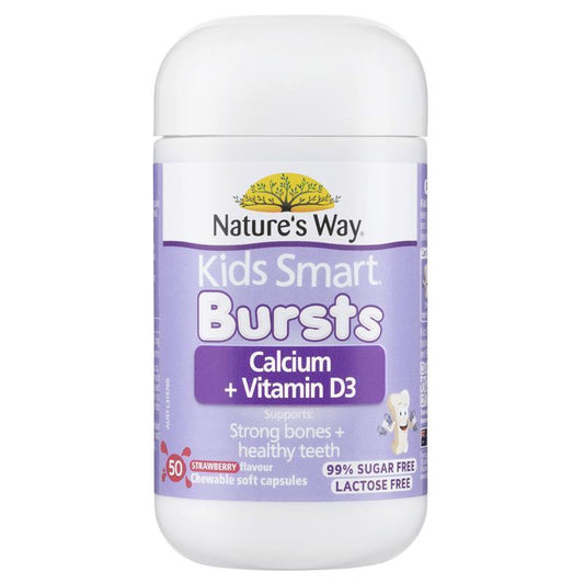 Nature's Way Kids Smart Calcium + Vitamin D 50 Chewable Capsules - Essential Growth Support-Auzzi Store