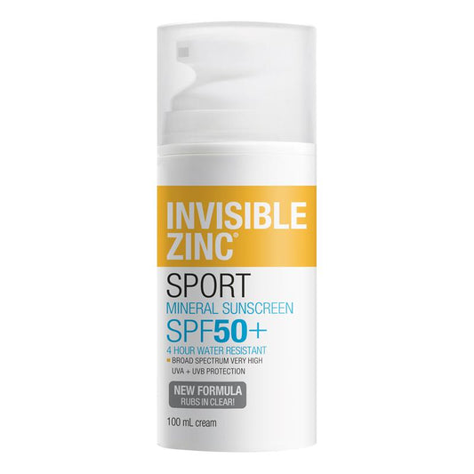 Invisible Zinc SPF 50+ Sport Mineral Sunscreen - 100ml Water Resistant-Auzzi Store