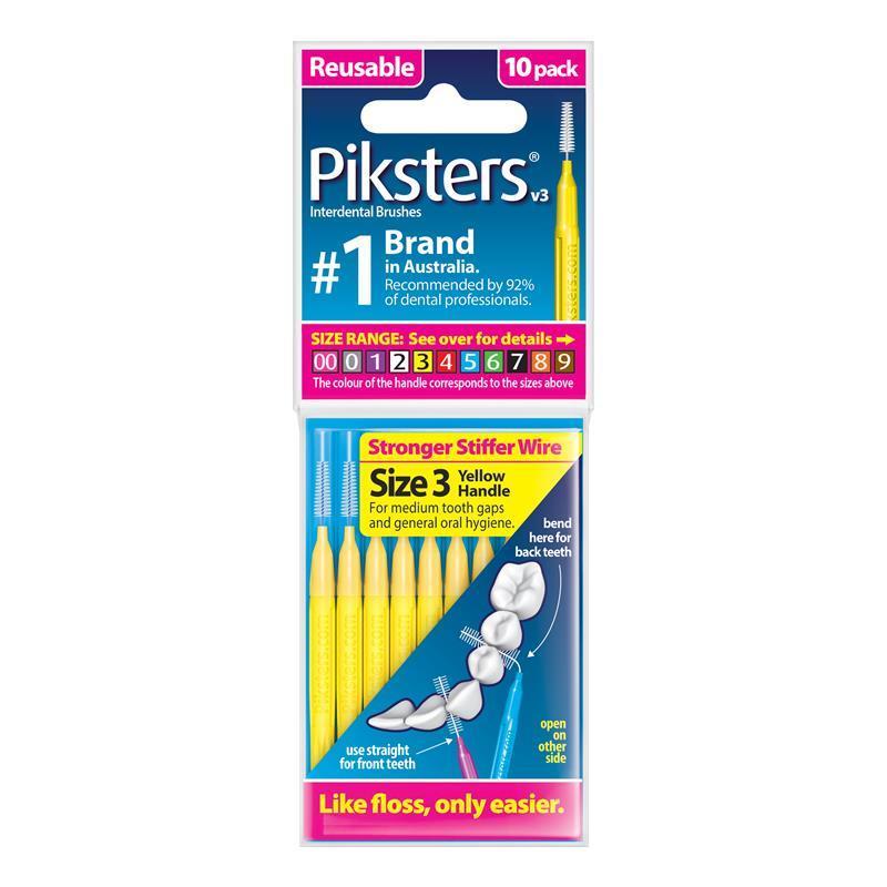 Piksters Interdental Brushes Size 3 Yellow - 10 Pack for Effective Cleaning-Auzzi Store