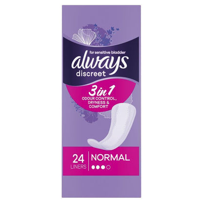 Always Discreet Level 3 Incontinence Liners with Odour Control, 24 liners